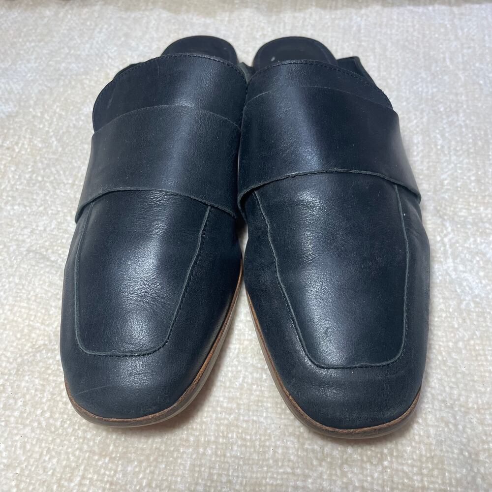 Free People Woman At Ease Black Leather Loafer Mule Shoes Size 38.5/USA 8.5 - Picture 3 of 11